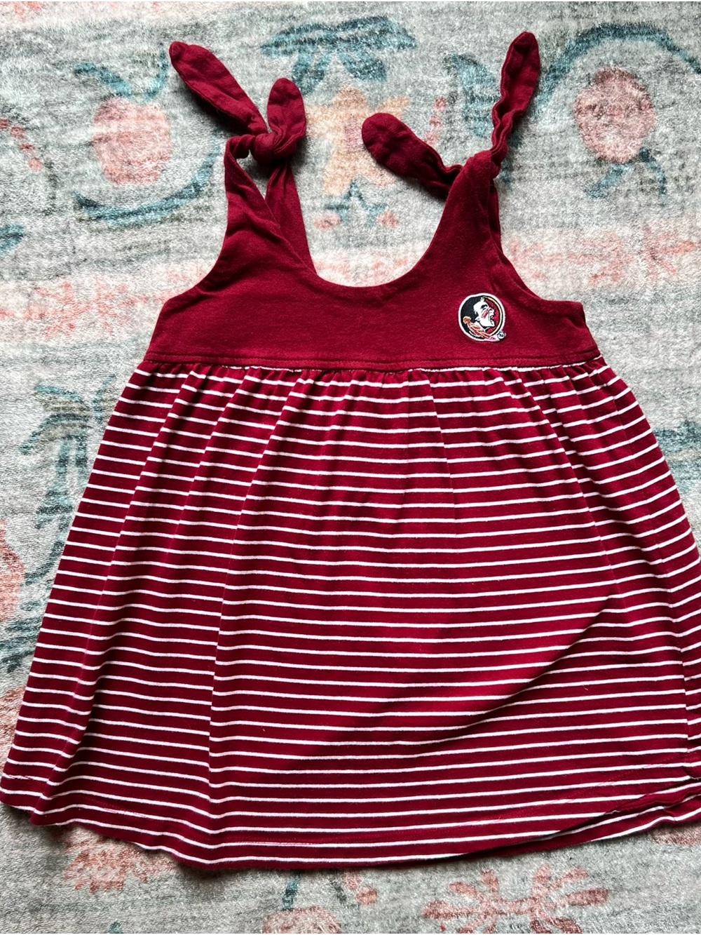 FSU Garnet & White Striped Tank Dress with Tie Straps